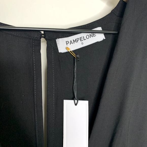 Pampelone Giselle Midi Dress Black Plunge Neck Front Twist Womens Small New - Picture 14 of 16